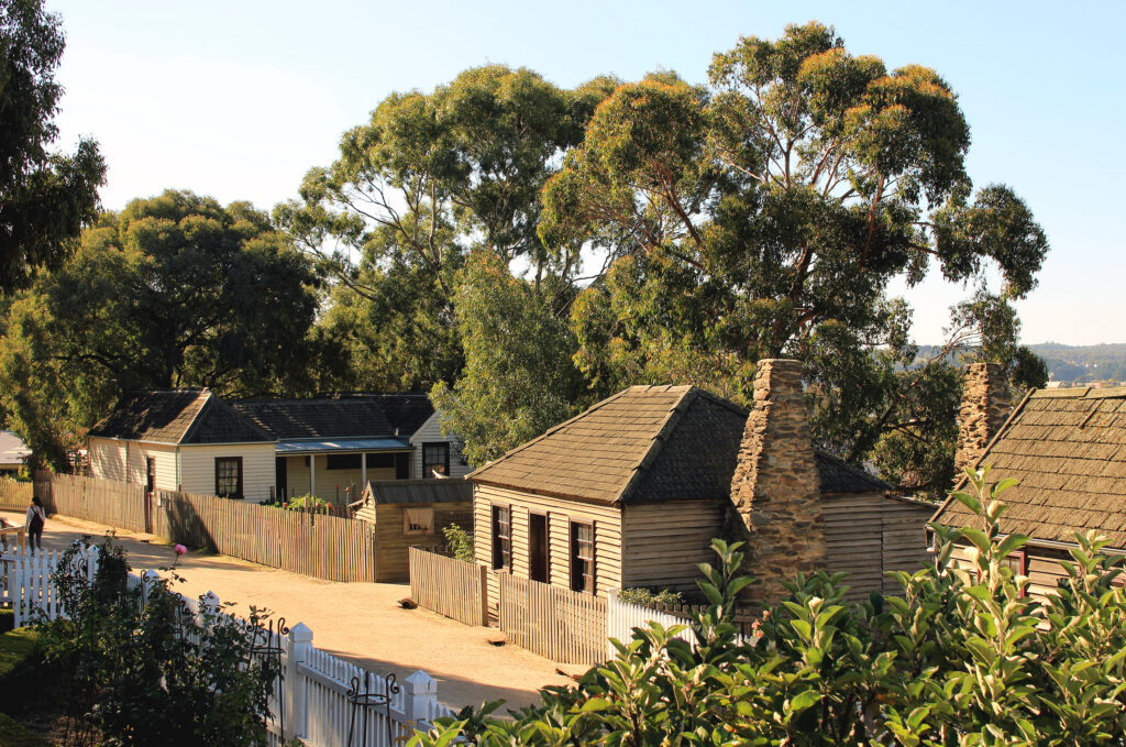 Planning a Trip to Melbourne. Old houses at the street in Sovereign Hill, Ballarat, Victoria, Australia