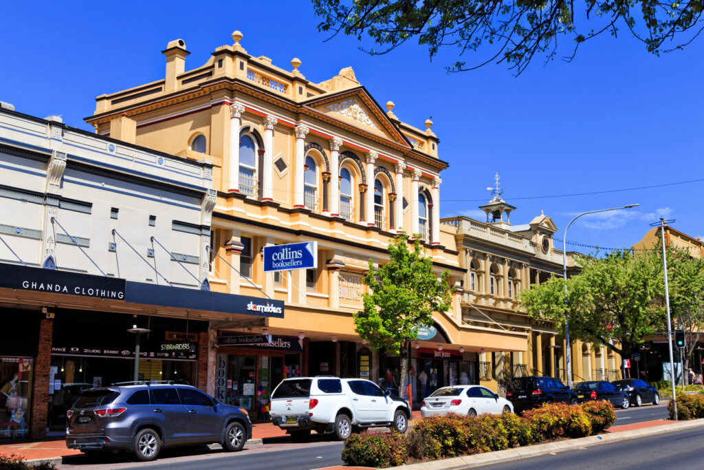 Day Trips From Orange NSW. Central shopping street in Orange town of Australian Central West plains, NSW.