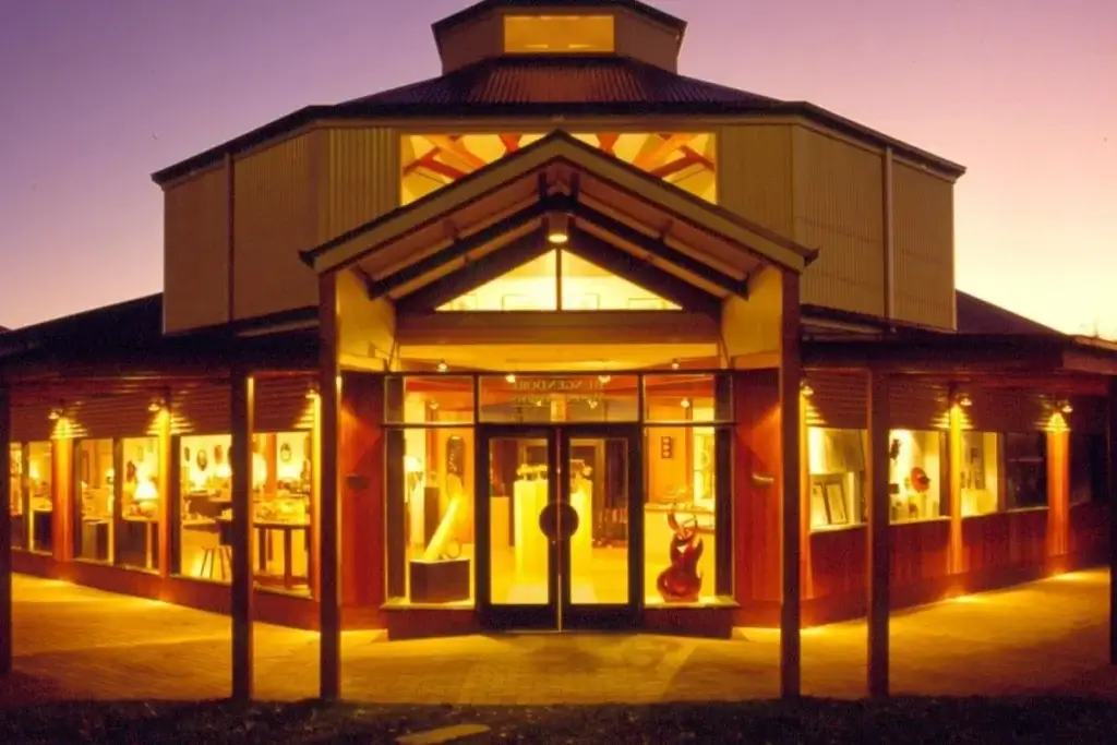 Street view of Bungendore Wood Works in the evening.