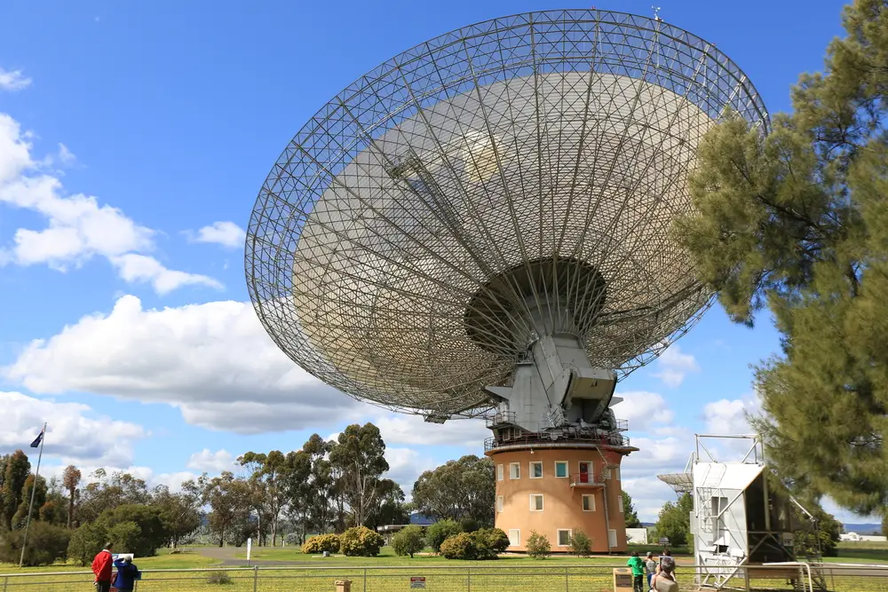 The Old Parkes Convent. Radio telescope at Parkes in central New South Wales Australia.