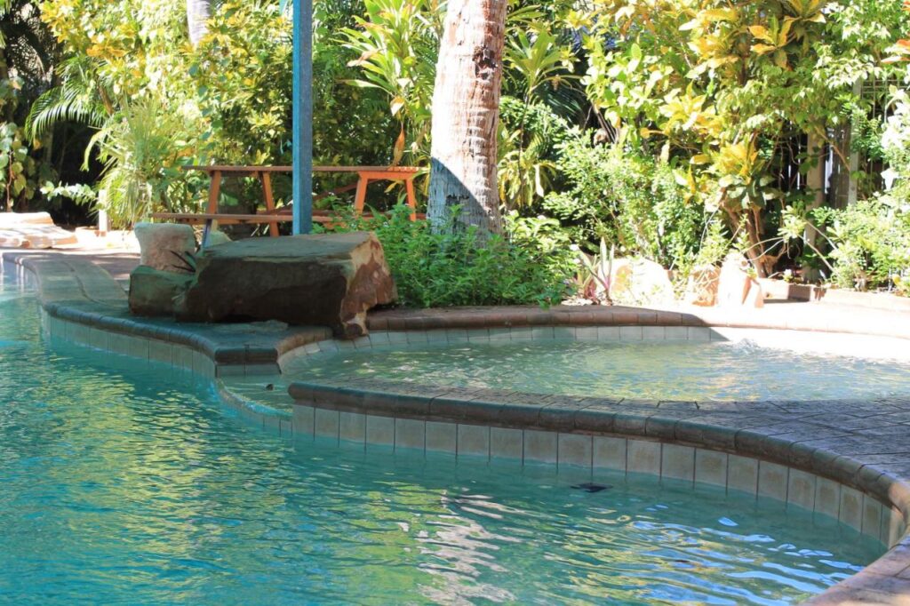 Cool down in this swimming pool after a hot day in Broome at Roey Backpackers & Party Bar