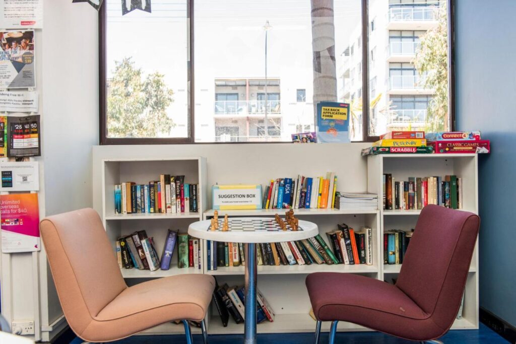 Games room and reading nook at Billabong Backpackers Resort