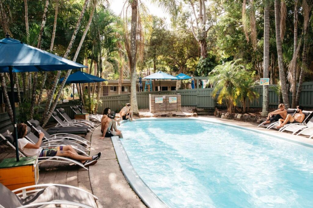 A swimming pool to cool down in the humid coastal weather at Nomads Noosa