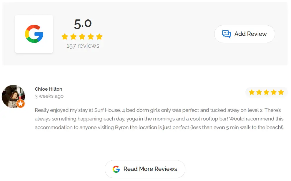 A five star Google review of a listing on Trippie. A review with value, value for money, location and cleanliness rating. Create a listing on Trippie.