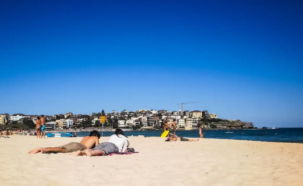 Relaxing time at Bondi beach,Sydney in the sunny day. Bondi Beach New South Wales.